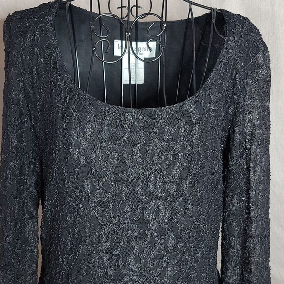 LEW MAGRAM Black Ruffled and Lace Dressy Dress Size 12 - Picture 2 of 7